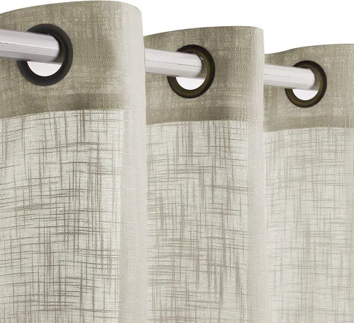 Miniatura 12 de Palma - Cortinas semitraslúcidas de lino para dormitorio de 63 pulgadas de largo, cortinas filtrantes de luz, ojales bronce, juego de 2 paneles