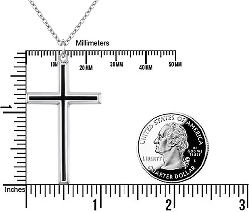 Miniatura 6 de Valentines Day Gifts Mens S925 Sterling Silver Large Cross Christian Faith Pendant Necklace 24 Inches Silver Chain Jewelry