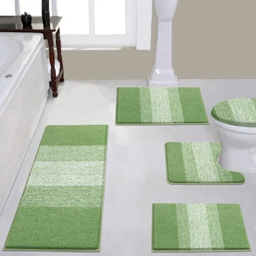 Miniatura 10 de Vaukki Juego de 5 alfombras de baño, antideslizantes, de microfibra peluda, absorbentes, lavables, para bañera