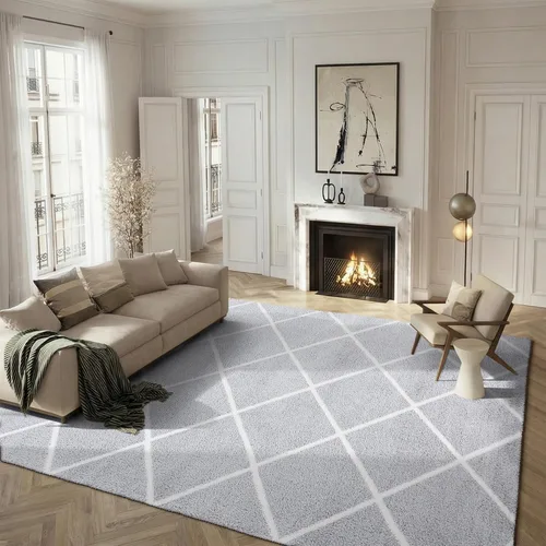 Miniatura 33 de SAFAVIEH Tahoe Shag Collection - Alfombra para pasillo, 2 x 9 pies, diseño de enrejado, no desprende pelusa y de fácil cuidado, 1.2 pulgadas