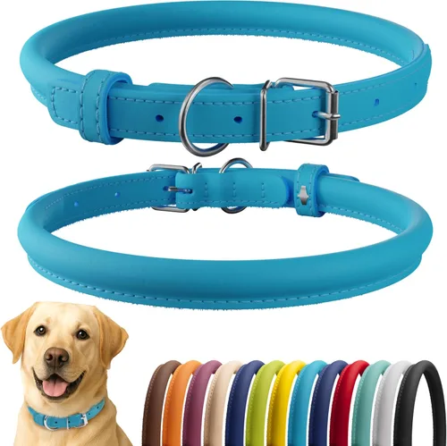 Miniatura 73 de CollarDirect Collar de perro con tachuelas, collares de cuero para mascotas para perros pequeños, medianos y grandes, acolchado suave, marrón, negro