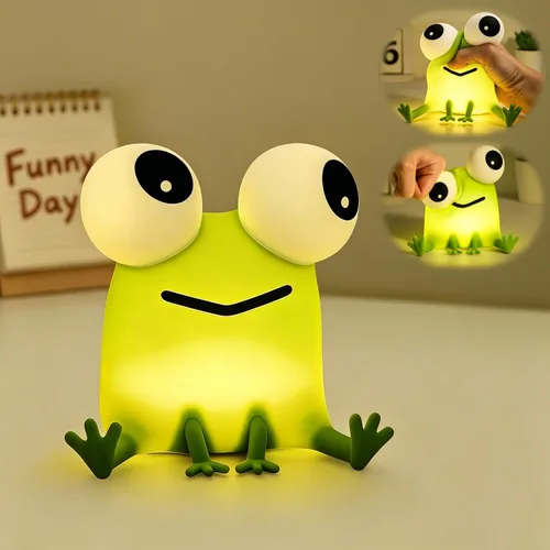 Big Eyes Frog Lamp Funny Gifts, 3 Dimming+Silicone Random Stuff, Touch+Timer+Rechargeable Night Light, Unique Cool Lamp Weird Stuff Cool Things,