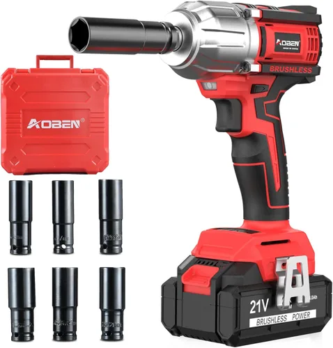 Miniatura 7 de AOBEN Llave de impacto inalámbrica de 21 V, potente motor sin escobillas con destornillador cuadrado de 1/2 pulgada, máximo 300 torque ft-lbs