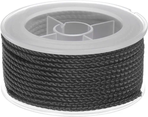 Miniatura 52 de HARFINGTON Cordón de hilo de nailon para cuentas de 0.063 in, cuerda de nailon trenzado extrafuerte para manualidades, pulseras, joyería, Negro