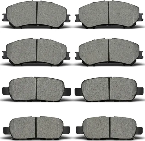 ALADICHE 8 piezas de pastillas de freno cerámicas delanteras y traseras compatibles con modelos Nissan Rogue 2014-2019 con asientos de 2 filas