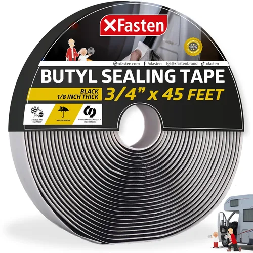 Miniatura 10 de XFasten Cinta de butilo negra, 1/2 pulgada x 30 pies x 1/8 pulgadas, fácil de trabajar con cinta selladora de butilo automotriz, calafateo de goma