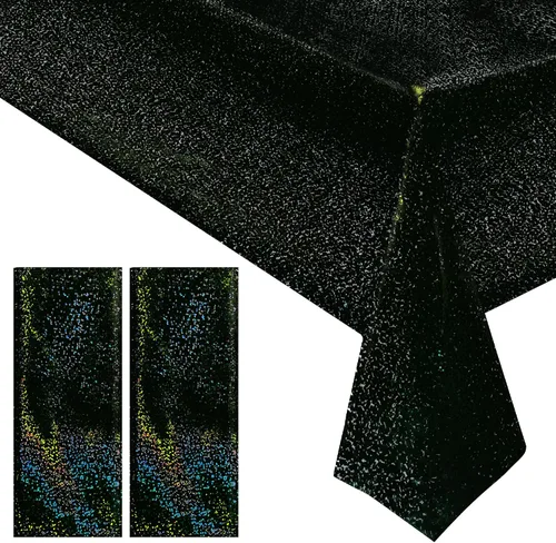 Miniatura 36 de 4 piezas de mantel de fiesta azul real holográfico de 40" x 108" con iridiscencia, mantel de plástico azul marino brillante para graduación, 4