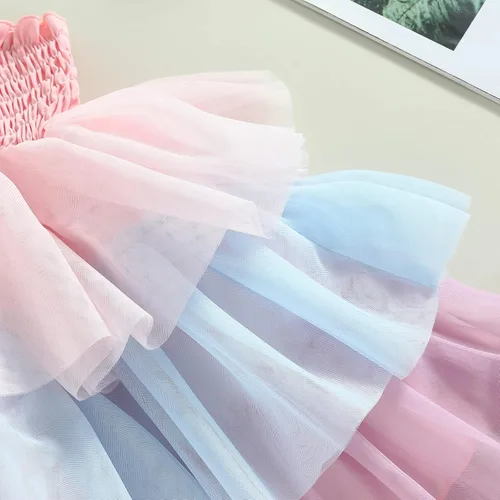 Miniatura 4 de Vestido sin mangas para bebé niña, vestido de tul esponjoso, falda tutú en capas, vestido de verano para niños