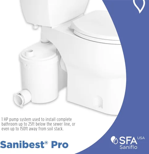 Miniatura 2 de SANIFLO Sanibest Pro + Toilet Bowl alargado + paquete de tanque de inodoro - Residencial - Blanco
