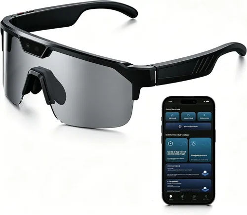 Lentes inteligentes con inteligencia artificial con cámara, gafas de grabación de video con antivibración, gafas de sol inteligentes con Bluetooth