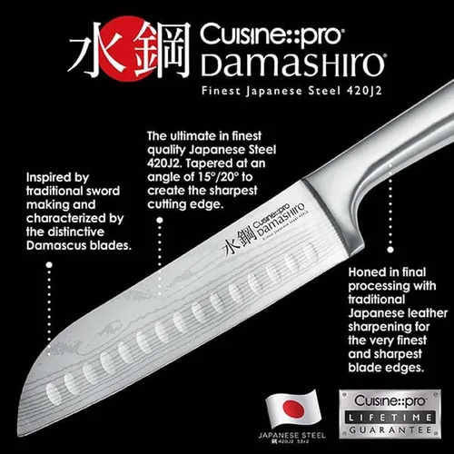Miniatura 8 de Cuisine: pro Damashiro - Bloque de cuchillos (Kumi, juego de 7 cuchillos de chef) – Cuchillo de acero japonés – Bloque magnético para cuchillos