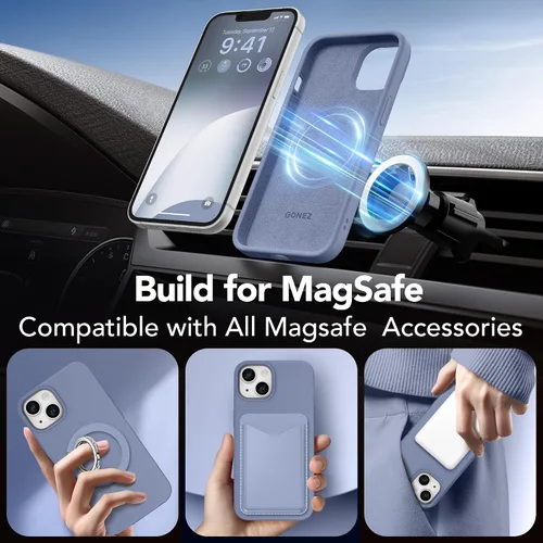 Miniatura 4 de GONEZ Funda magnética para iPhone 14, compatible con Magsafe, con protector de pantalla + protector de cámara, forro de microfibra antiarañazos