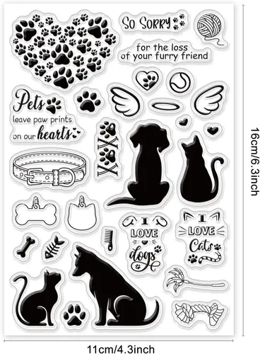 Miniatura 2 de INFUNLY Sellos Transparentes de Mascotas para Hacer Tarjetas, Sellos de Silicona Transparente Perro + Gato, Sellos de Goma para DIY, Álbum