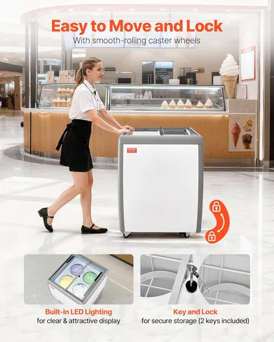 Miniatura 5 de VEVOR Vitrina de helado comercial, congelador de pecho de 5.6 pies cúbicos, gabinete de inmersión de gelato para restaurante, congelador profundo