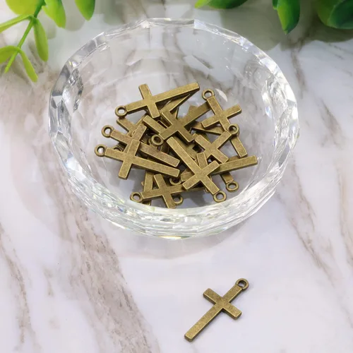 Miniatura 2 de Shapenty Dijes pequeños de metal con dije de cruz para aretes, pulsera, collar, llavero, tiradores de cremallera, joyería para hacer manualidades
