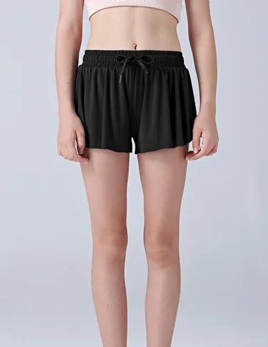 Miniatura 105 de Paquete de 3 pantalones cortos fluidos para niñas con forro de elastano, 2 en 1, faldas de mariposa para jóvenes, para fitness, correr, deportes