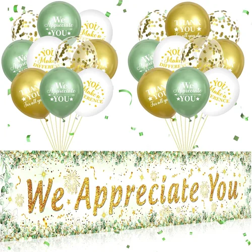 Miniatura 11 de Decoraciones We Appreciate You Letrero de Jardín Negro Dorado We Appreciate You con 18 Globos Letrero Gracias por Todo lo que Haces Regalos