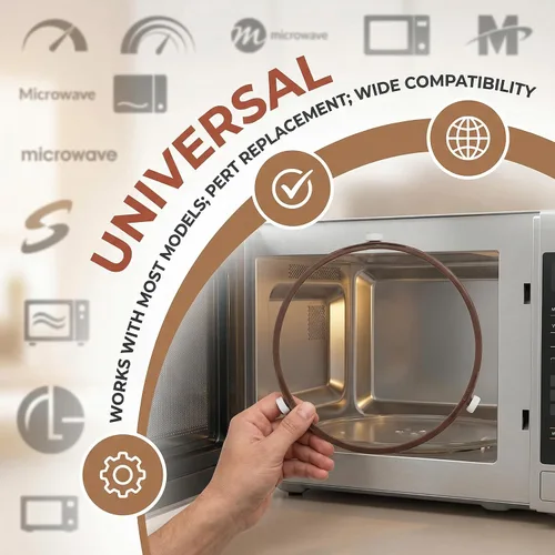 Miniatura 4 de Anillo giratorio de microondas de 7 pulgadas con rodillos de 0.6 in, pieza de repuesto universal para bandeja de horno para placas de vidrio de 7.0