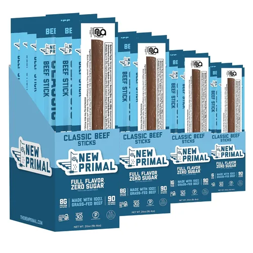 Miniatura 11 de The New Primal Palitos de carne de res alimentada con pasto, keto, bocadillos saludables sin gluten para adultos, sin azúcar, bajo en carbohidratos