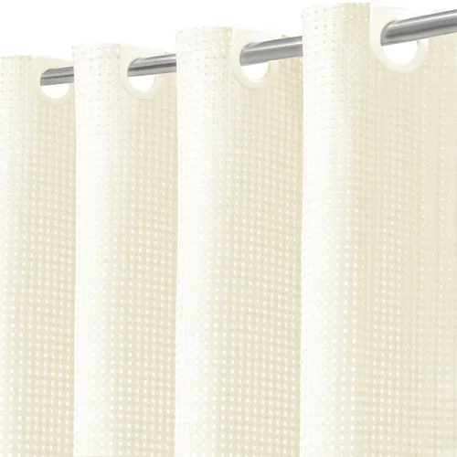 Miniatura 9 de Inhousolu - Cortina de ducha de tejido gofre sin gancho con forro de tela extraíble a presión para baño, dobladillo pesado resistente de 230 GSM