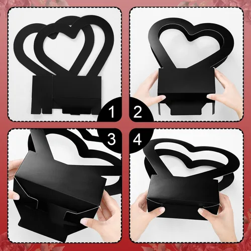 Miniatura 4 de Sinmoe 12 cajas de flores en forma de corazón de graduación para ramos de flores, bolsa de regalo de flores, bolsas de regalo vacías de boda