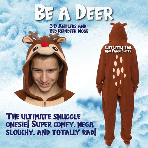 Miniatura 3 de Funziez! Slim Christmas Adult Onesie - Fun Holiday Costume - Santa Clause and Reindeer One Piece for Adults, Women and Men