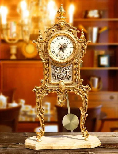 Miniatura 6 de NiHome Reloj de pared de cuarzo Péndulo Reemplazo - Reloj retro mecánico tradicional de aluminio con péndulo de alto brillo (dorado)