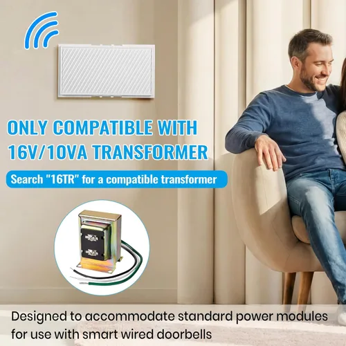 Miniatura 4 de Saillong Timbre de puerta con cable, 16 V 10 VA timbre de puerta delantera y trasera para pared del hogar, compatible con timbre y transformador