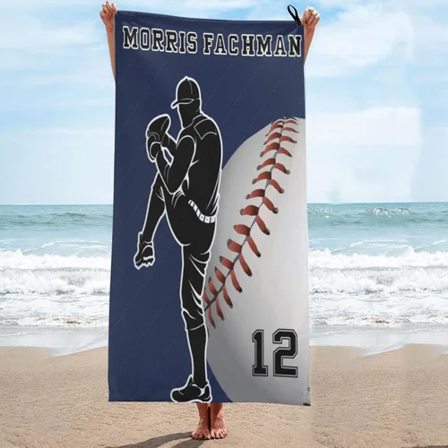 Miniatura 12 de Toalla de playa de fútbol personalizada para hombres, mujeres y niños, toallas de piscina de fútbol de 30 x 60 pulgadas, 33 x 52 pulgadas, toalla