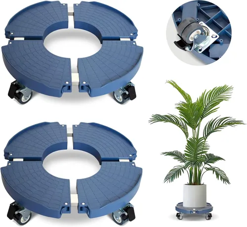 Miniatura 9 de Paquete de 2 soportes rodantes para plantas con ruedas, 15-21 pulgadas, ajustable, resistente, con ruedas para macetas de interior y exterior
