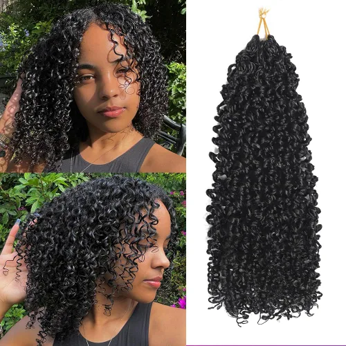 Pelo de ganchillo Yanky Twist de 10 pulgadas para mujeres negras, 7 paquetes de cabello corto bohemio con extremos rizados, cabello sintético rizado