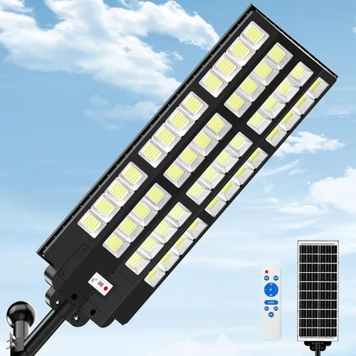 Luces Solares de Calle Grandes de 15000W para Exteriores Impermeables, Luces Solares para Estacionamiento de Servicio Pesado con Control Remoto y