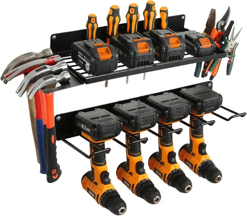 UU-Major Organizador de herramientas eléctricas para organización de garaje, soporte de pared para taladro para almacenamiento de herramientas,
