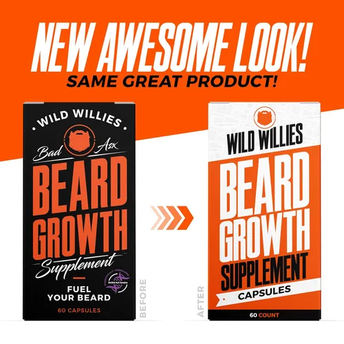 Miniatura 6 de Wild Willies Kit de crecimiento de barba todo en uno, incluye aceite de suero para aumentar la barba y suplemento para el crecimiento, cepillo