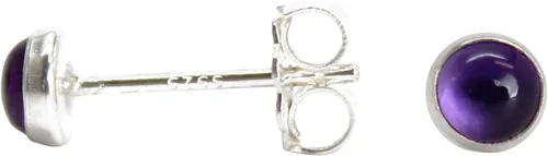 Miniatura 59 de Aretes de tuerca con piedras preciosas para mujeres y niñas, bisel redondo de 0.157 in de plata esterlina 925