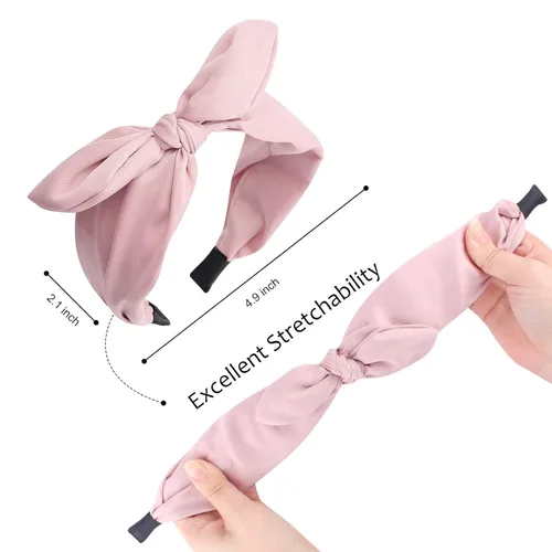 Miniatura 6 de Jaciya Diademas de lazo para mujer, antideslizantes, a la moda, anudadas, con lazo, orejas de conejo, accesorios para el cabello, diademas