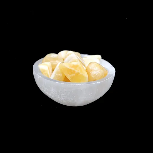 Miniatura 6 de Soul Sticks Cuenco de selenita de 3 pulgadas relleno de piedra semicristal y curativa de selenita pura, cuenco decorativo de carga de cristal de 7