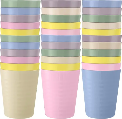 Miniatura 8 de Eccliy 36 vasos para niños a granel, vasos de plástico de 8 onzas, irrompibles, reutilizables, apilables, 6 vasos de colores surtidos para niños