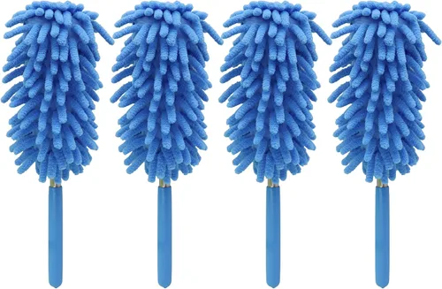Miniatura 9 de Delicado plumero de microfibra, cómodo mango antideslizante, cabezal desmontable lavable, utilizado para limpiar automóviles, computadoras, aire