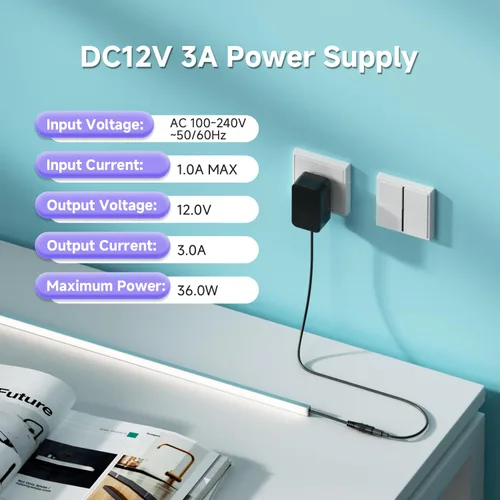 Miniatura 5 de BTF-LIGHTING Adaptador de fuente de alimentación de 12V 3A 36W con certificación ETL 100-240V AC a 12V DC Convertidor Clase 2 Fuente