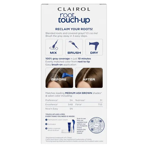 Miniatura 2 de Clairol Root Touch-Up by Nice'n Easy - Tinte permanente para el cabello, color castaño ceniza medio 5A para el cabello, paquete de 1 unidad 5A