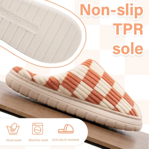Miniatura 10 de Jaeynow Pantuflas mullidas para mujer en interiores, zapatos de casa unisex de espuma viscoelástica para hombre, zapatos de invierno cálidos