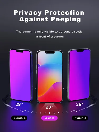 Miniatura 3 de GIGIKISS Protector de pantalla de privacidad compatible con iPhone 12 Pro Max de 6.7 pulgadas, degradado morado, antiespía, anti luz azul, protector