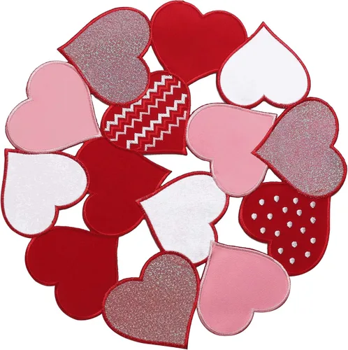 Miniatura 11 de OWENIE Caminos de mesa para el día de San Valentín, centros de mesa de San Valentín, 13 x 36 pulgadas, decoración de mesa roja bordada con corazón