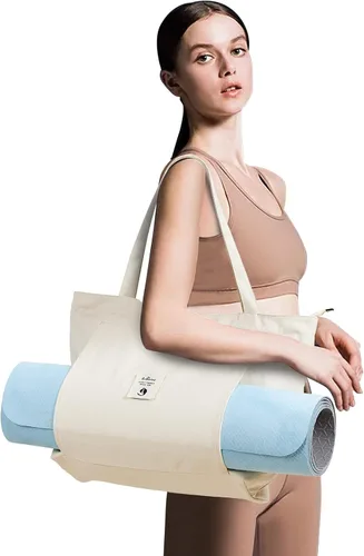 Miniatura 3 de Bolsas de yoga WLLWOO WLLWOO para mujeres con porta-mats de yoga, bolsa de lona para llevar, para pilates, para el hombro, para viajes, oficina