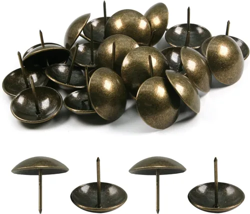Miniatura 42 de MroMax 120 tachuelas de clavos para tapicería de 0.47 pulgadas de diámetro, hierro de estilo vintage, de metal, redondos, de 0.67 pulgadas de altura
