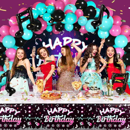 Miniatura 3 de OurWarm 130 piezas de decoraciones de fiesta de cumpleaños de Tik Tok, decoraciones de feliz cumpleaños con música, suministros de fiesta temática