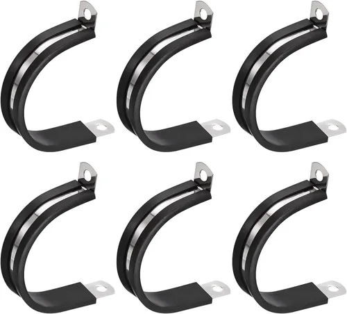 Miniatura 32 de uxcell Abrazadera de cable de 1/2 pulgada (0.472 in) de acero inoxidable 304 Abrazadera aislada acolchada de goma de acero inoxidable en forma de R