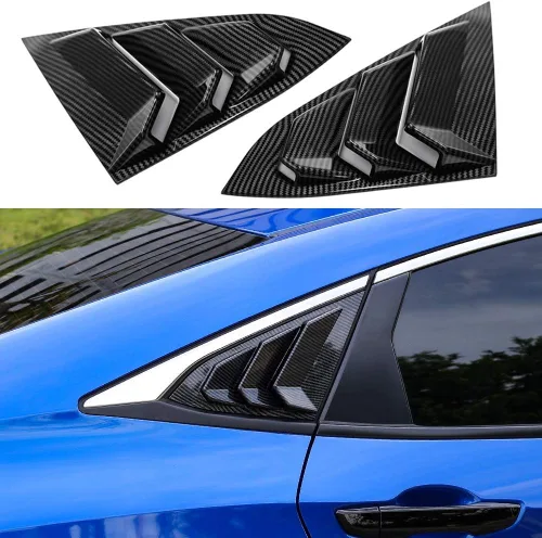 Thenice - Rejilla para ventana lateral trasera de Civic de 10ª generación, estilo Racing, triangulada, compatible con Honda Civic Sedan 2021 2020