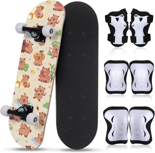 Miniatura 31 de Honoson Juego de 7 piezas de rodilleras, coderas y muñequeras para patinetas para principiantes y niños pequeños